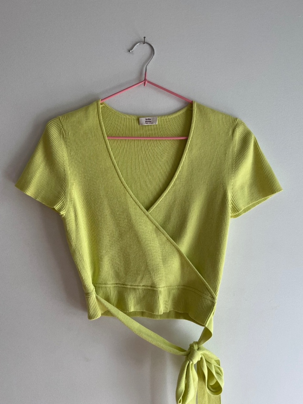 Aritzia wrap crop top - Size L "Little Moon" chartreuse / yellow-green